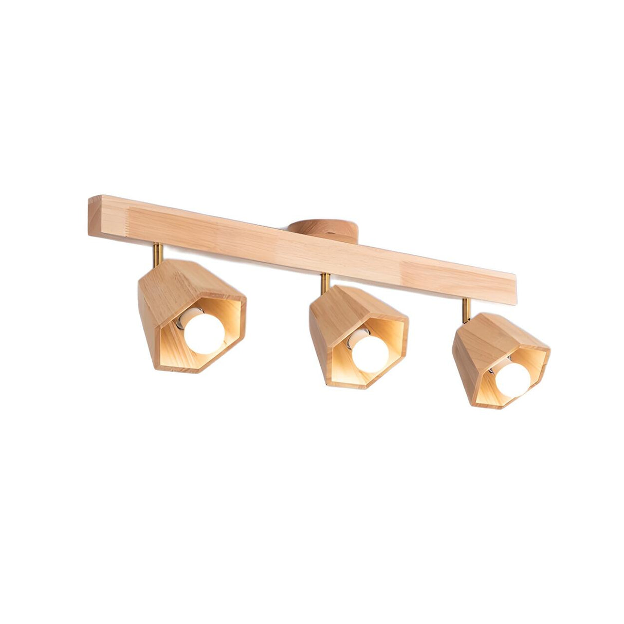 Natural Rubber Wood Semi-Flush Mount Light 4-Light Image - 9