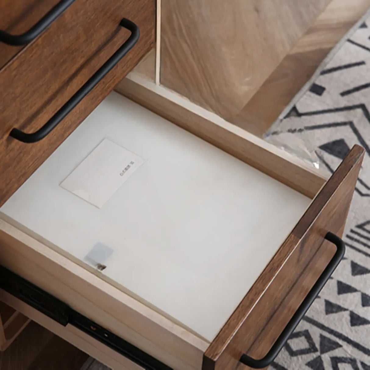 Natural Rubberwood 3 Drawer Sliding Filing Cabinet Image - 11