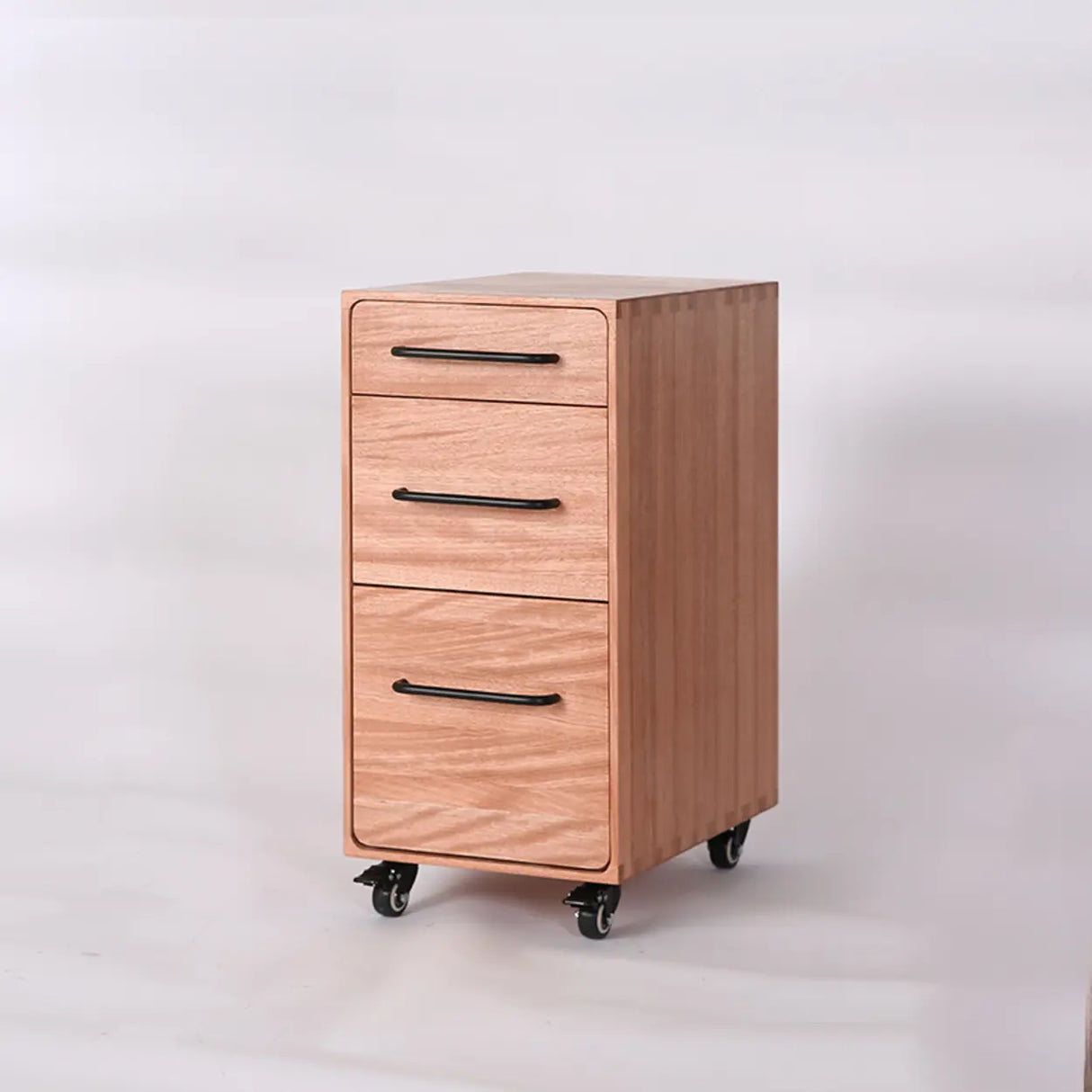 Natural Rubberwood 3 Drawer Sliding Filing Cabinet Image - 5