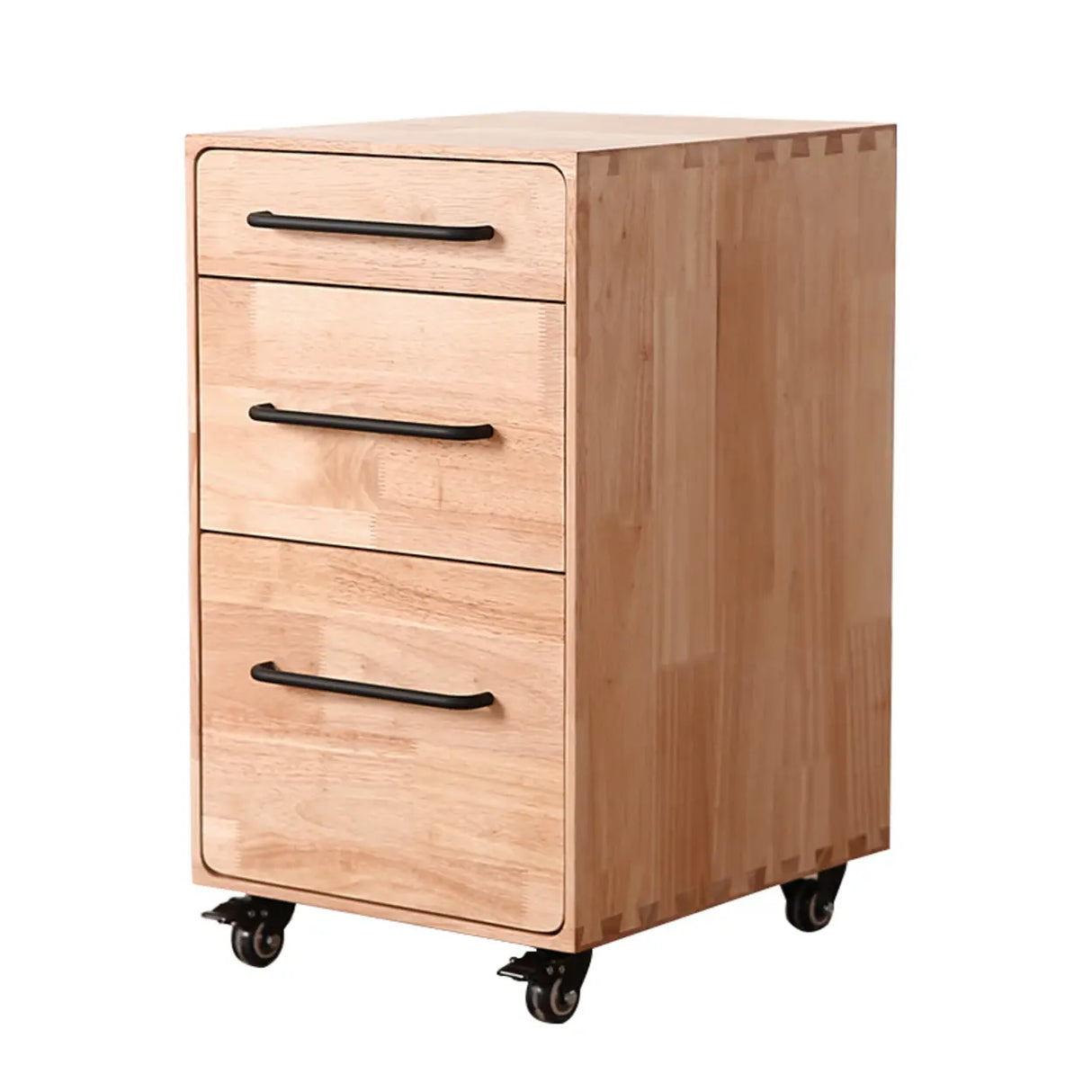 Natural Rubberwood 3 Drawer Sliding Filing Cabinet Image - 8