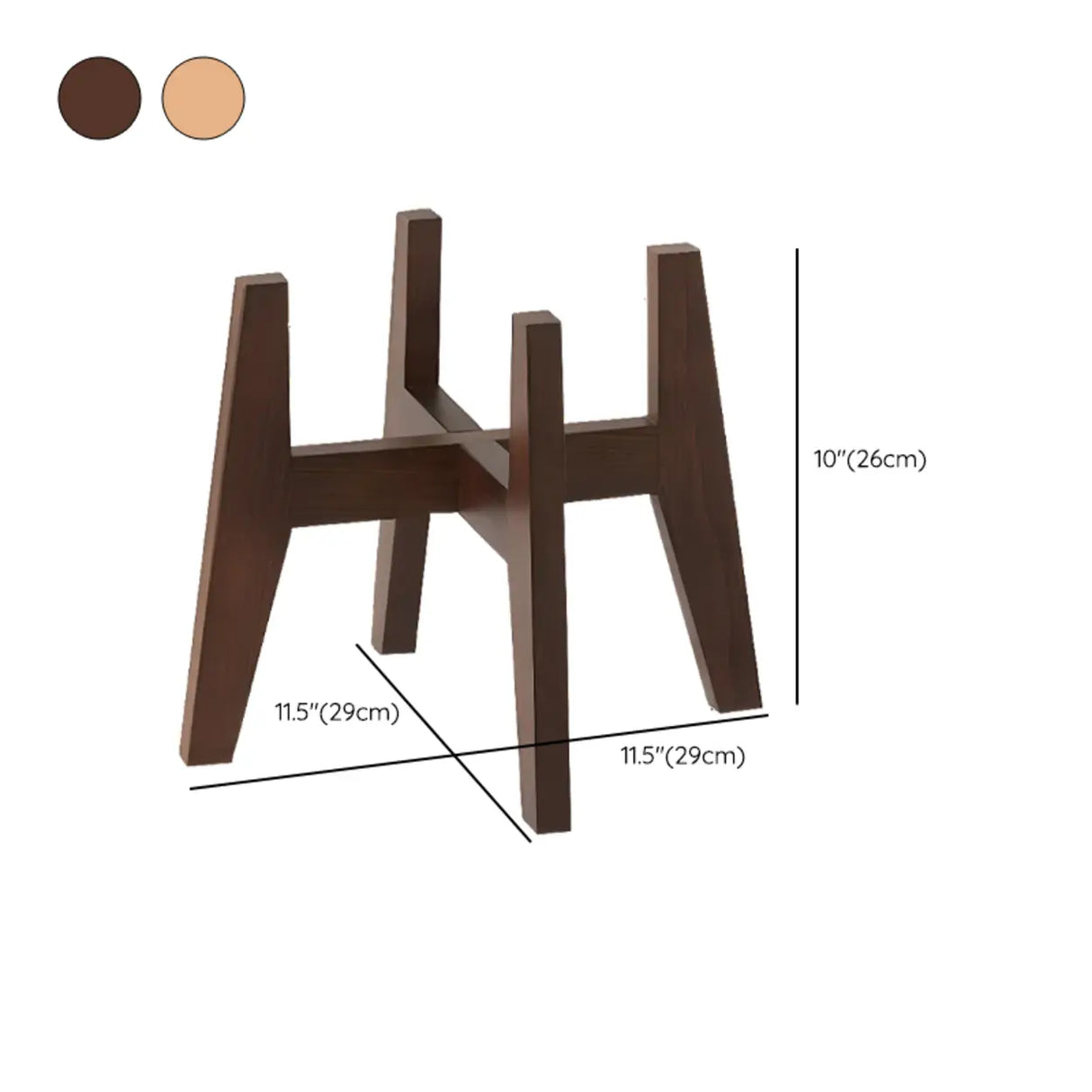 Natural Square Beech Wood Tetrapod Small Plant Stand