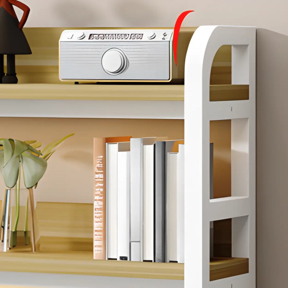 Natural Timber Finish Computer Desk with Shelves Image - 6