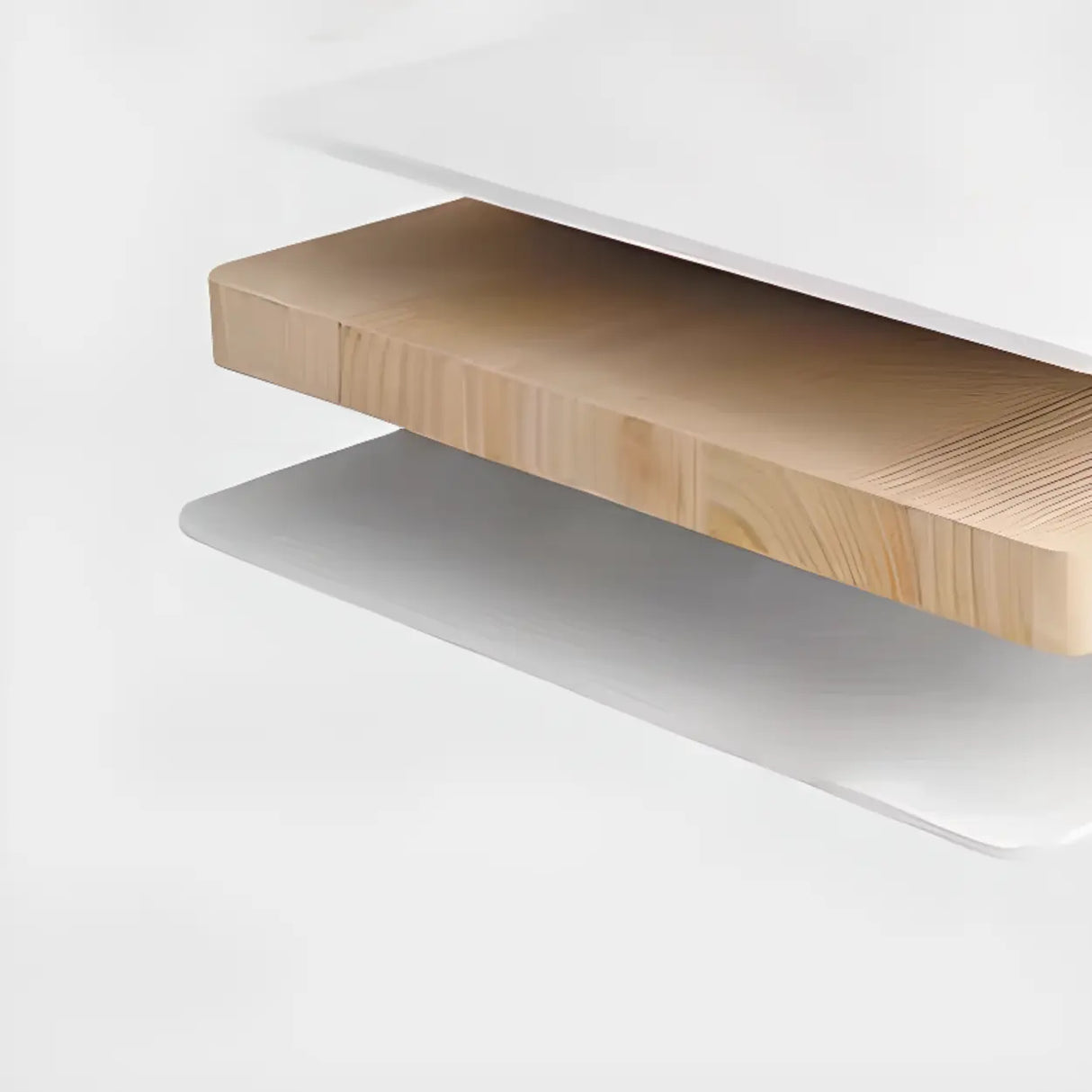 Natural Timber Finish Computer Desk with Shelves Image - 7