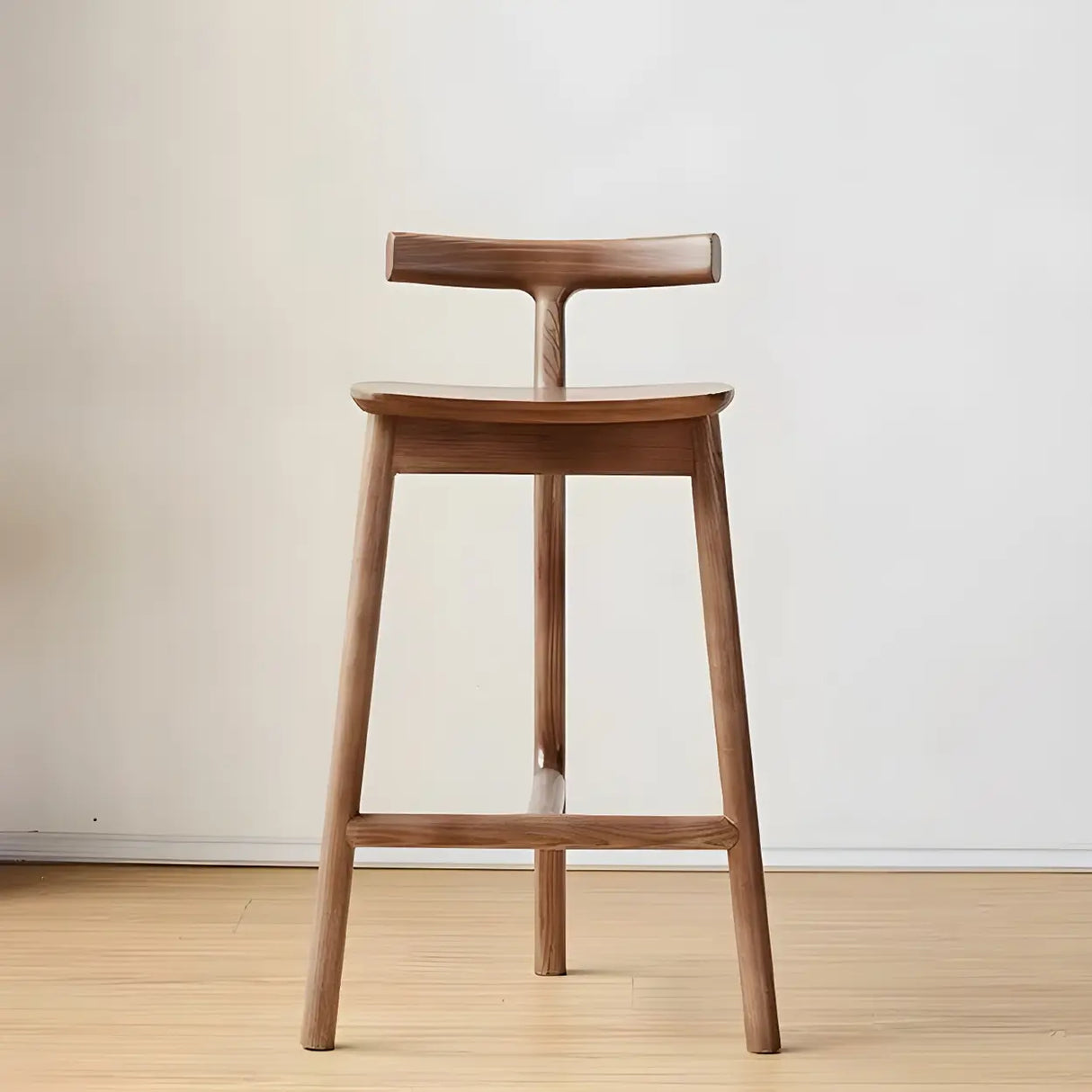 Natural Tripod Ash Wood Fabric Seating Armless Bar Stool Image - 1