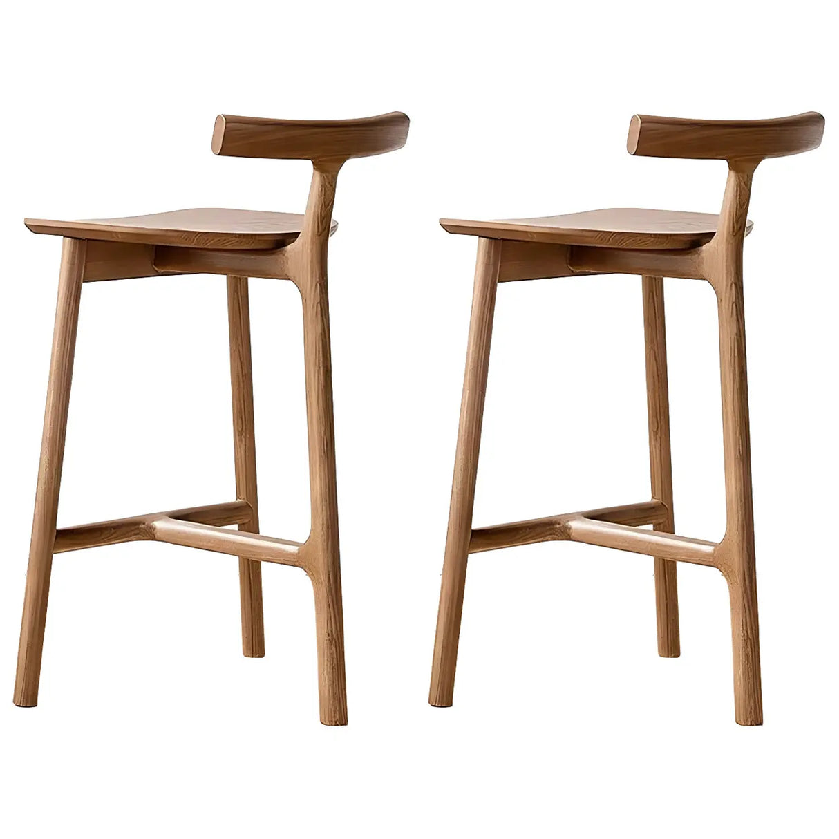 Natural Tripod Ash Wood Fabric Seating Armless Bar Stool Image - 14