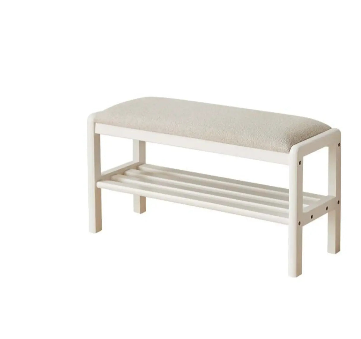 Natural Upholstered Entryway Bench with Shoe Shelf Image - 10