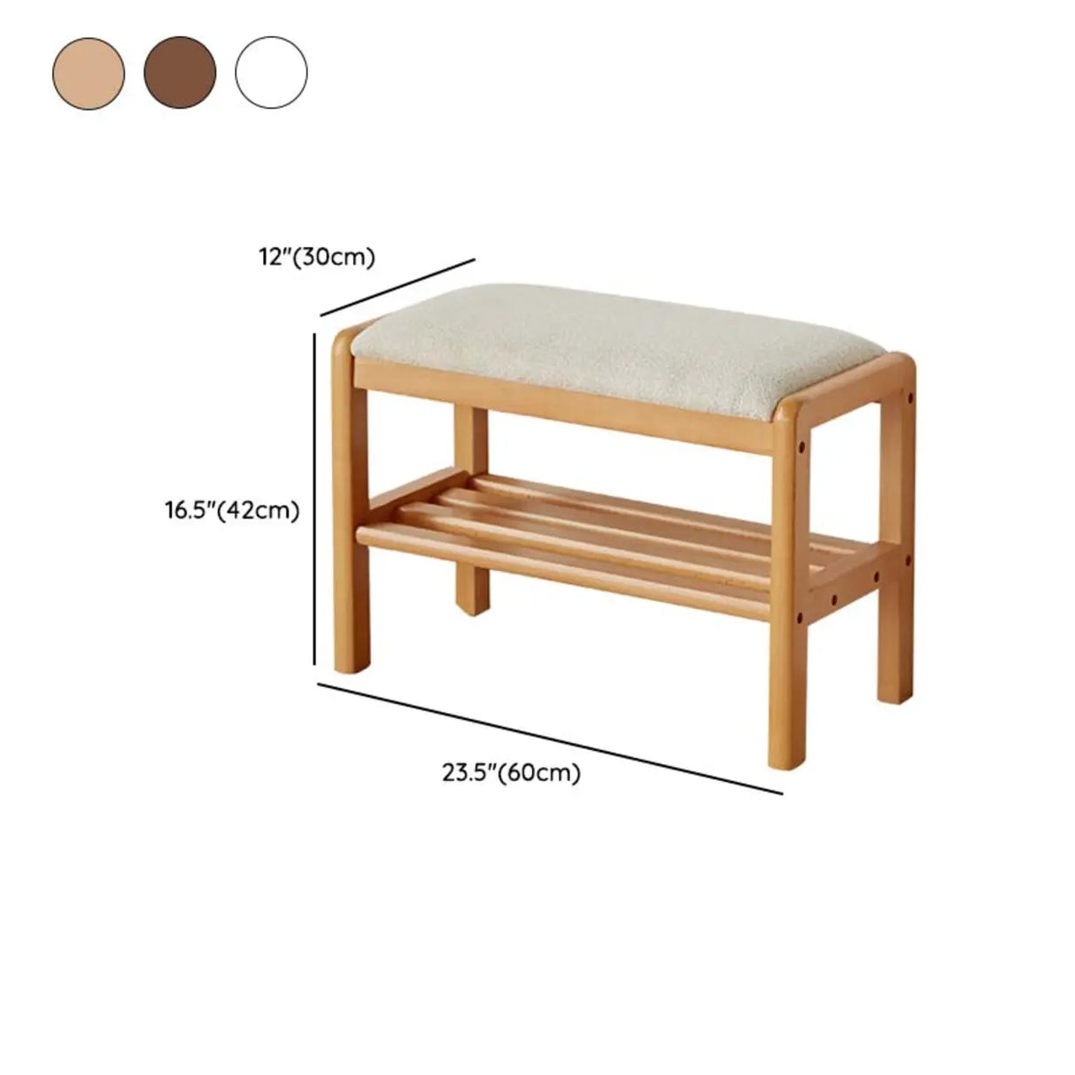 Natural Upholstered Entryway Bench with Shoe Shelf Image - 19