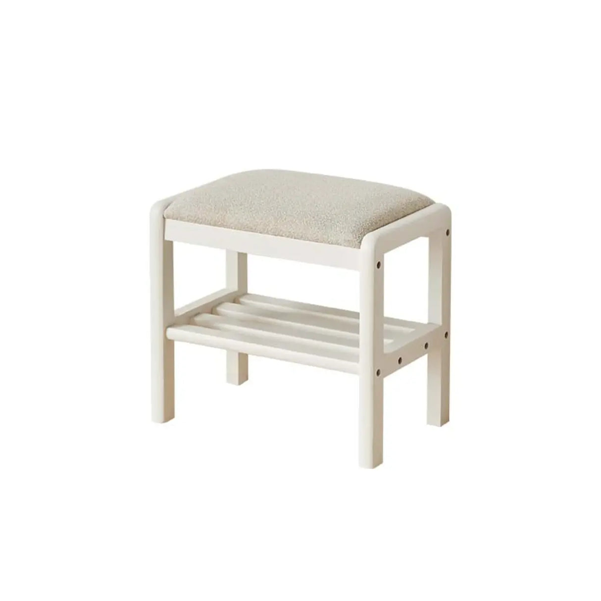 Natural Upholstered Entryway Bench with Shoe Shelf Image - 7