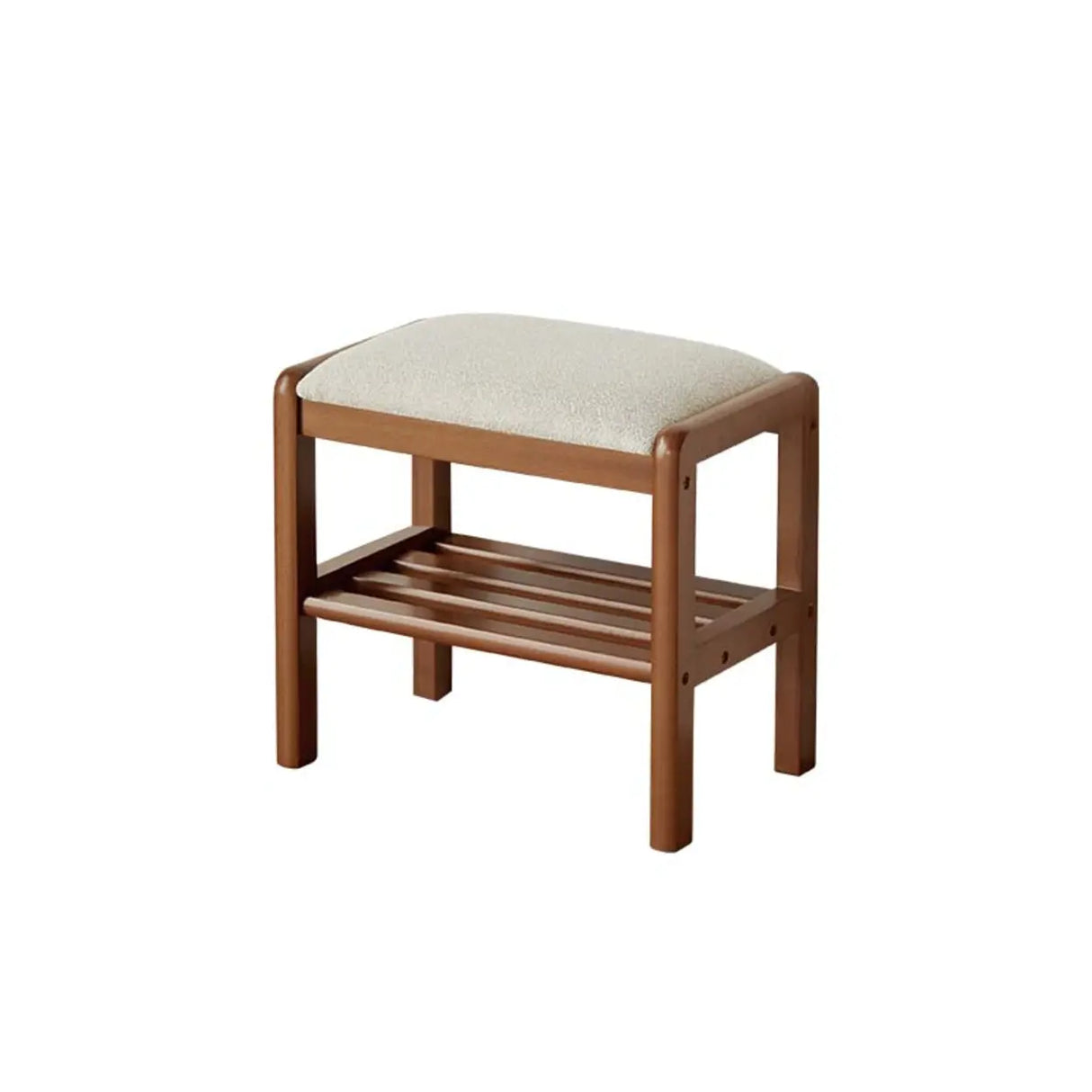 Natural Upholstered Entryway Bench with Shoe Shelf Image - 9