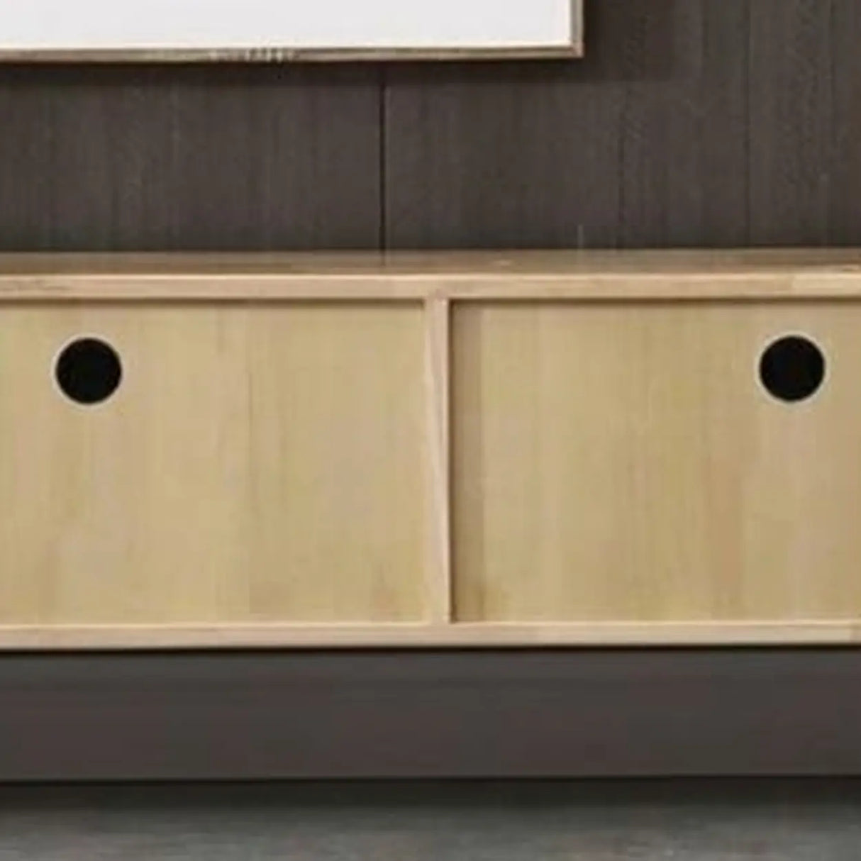 Natural White Wooden Open Storage Drawers TV Stand Image - 9