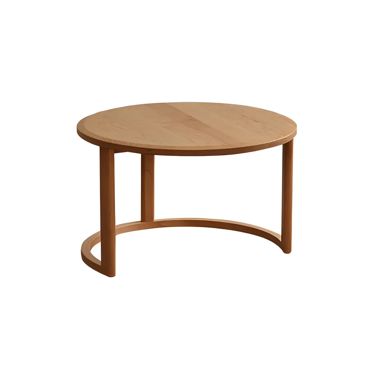 Natural-White Wooden Round Coffee Table with Storage Image - 10