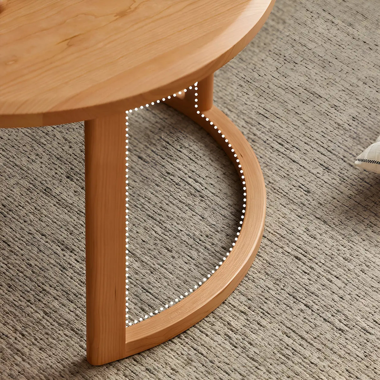 Natural-White Wooden Round Coffee Table with Storage Image - 11