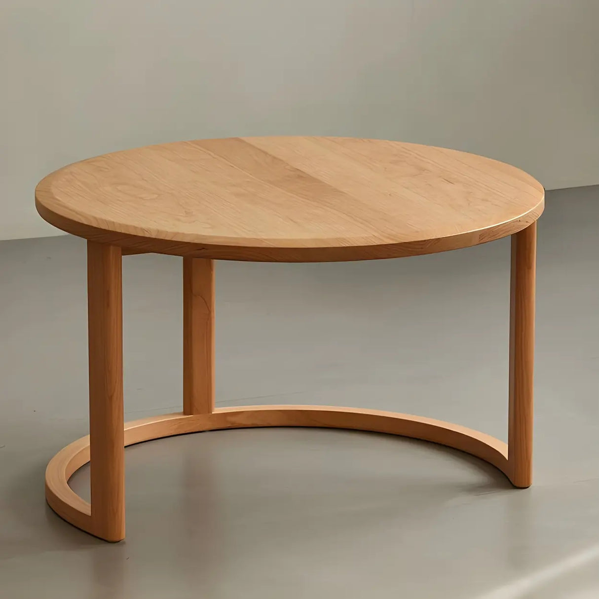 Natural-White Wooden Round Coffee Table with Storage Image - 5