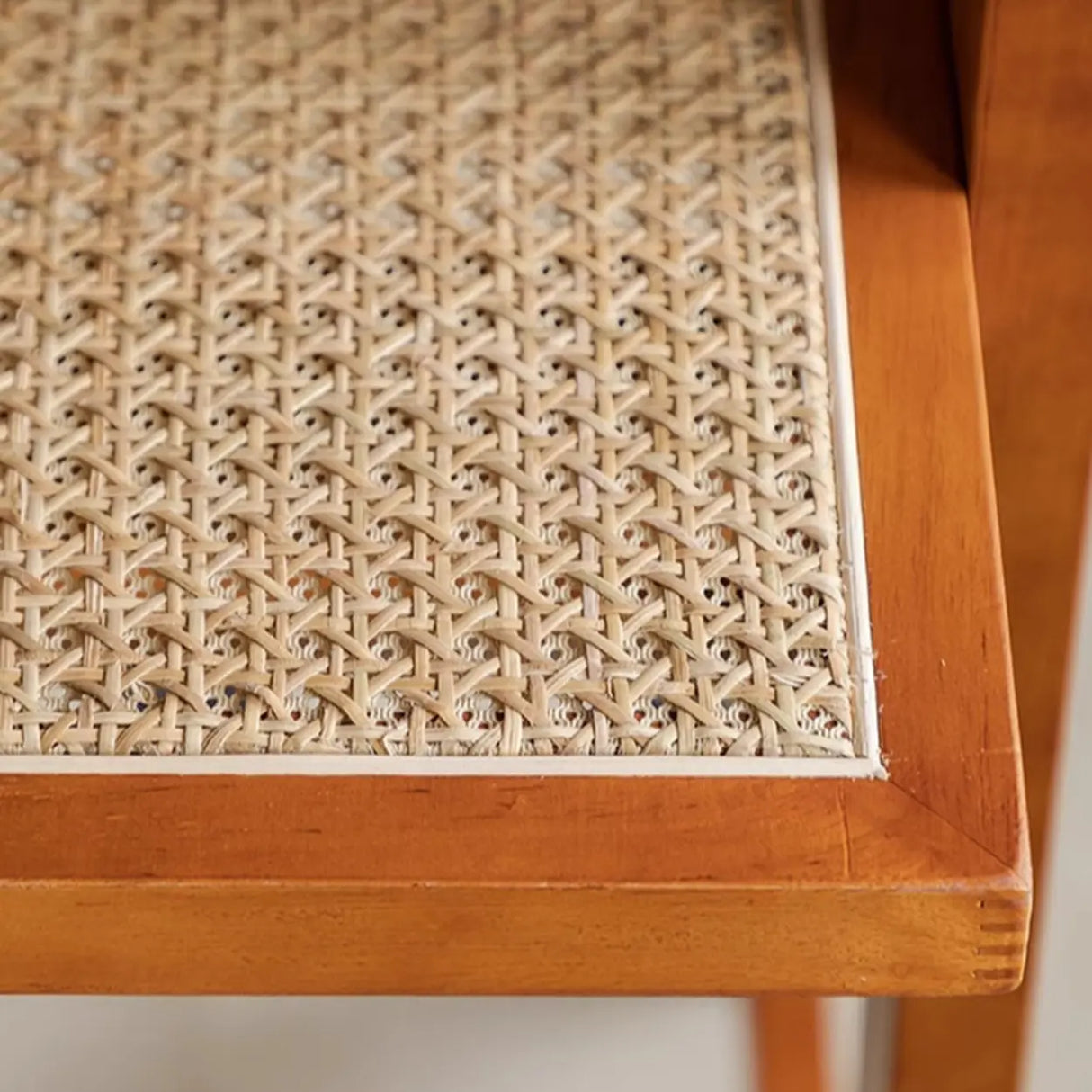 Natural Wicker Rattan Wooden Square Bar Stool with Back Image - 8