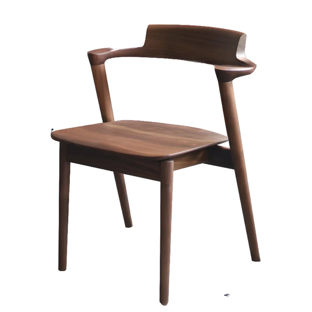 Natural Wood Armless Faux Leather Dining Chair Walnut Image - 10