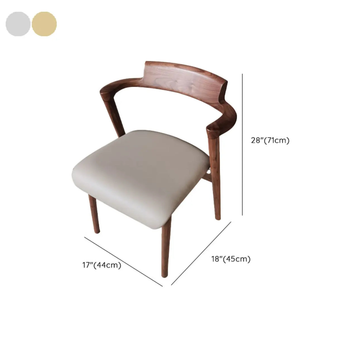 Natural Wood Armless Faux Leather Dining Chair Walnut