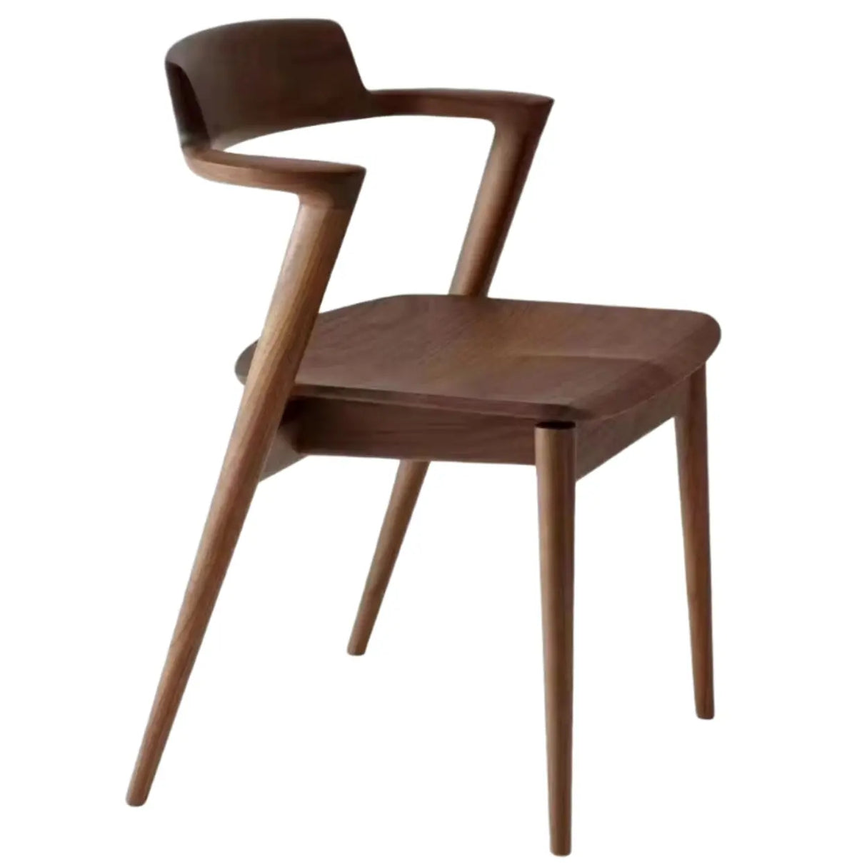 Natural Wood Armless Faux Leather Dining Chair Walnut Image - 2