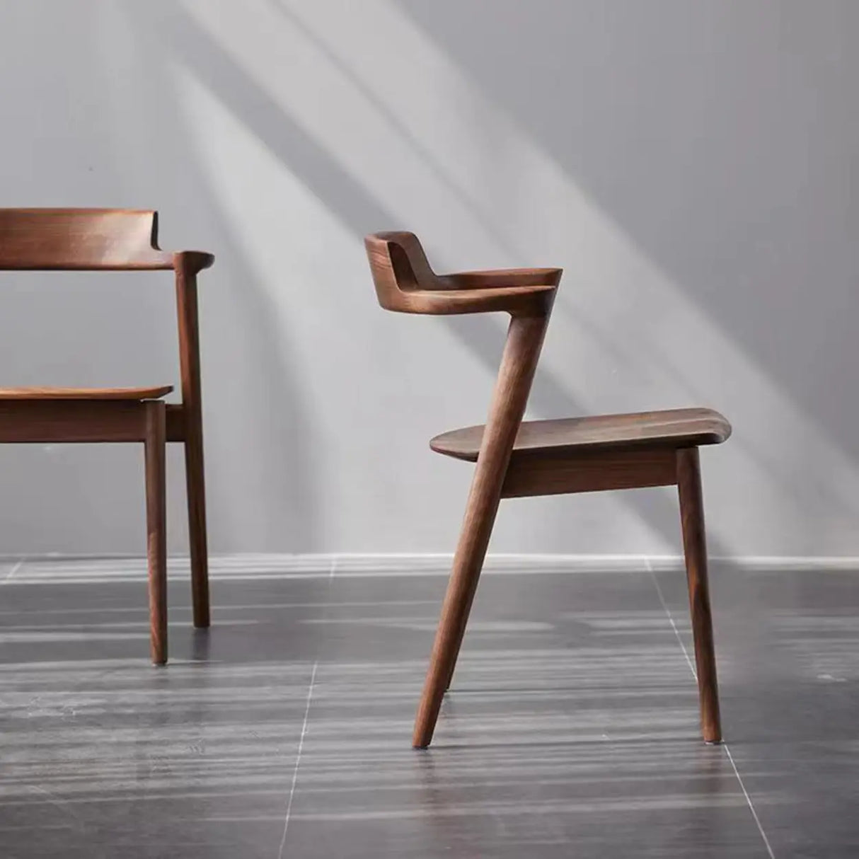 Natural Wood Armless Faux Leather Dining Chair Walnut Image - 3