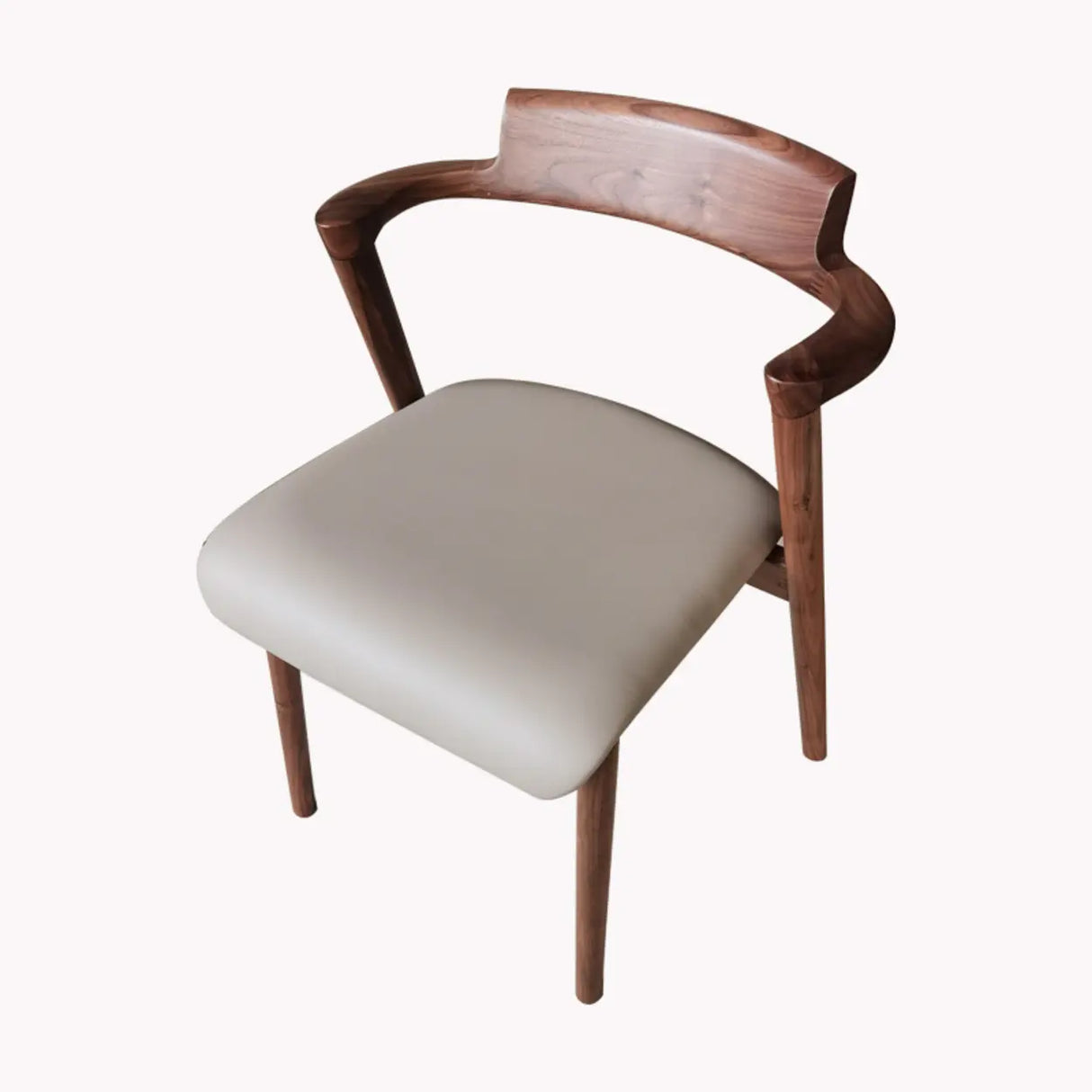 Natural Wood Armless Faux Leather Dining Chair Walnut Image - 4