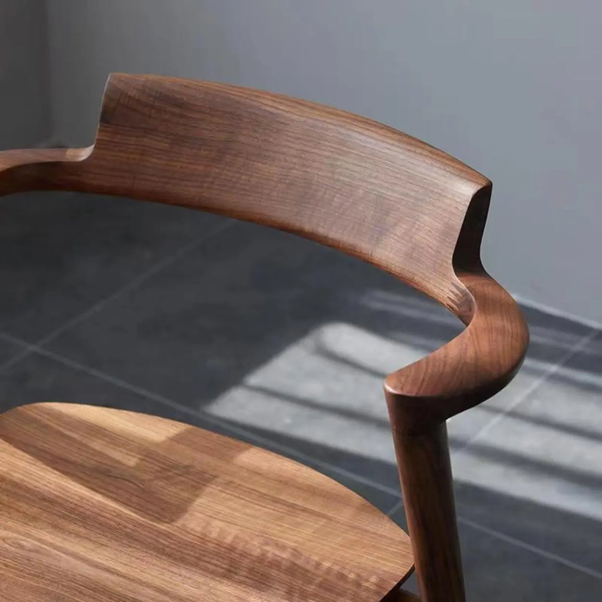 Natural Wood Armless Faux Leather Dining Chair Walnut Image - 5