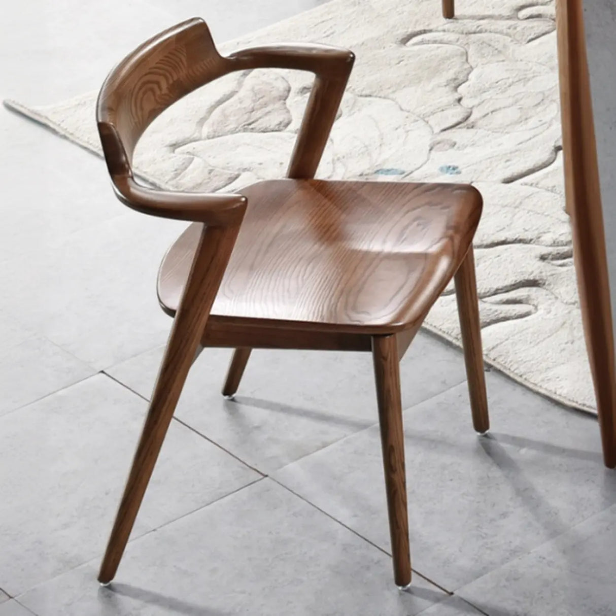 Natural Wood Armless Faux Leather Dining Chair Walnut Image - 6