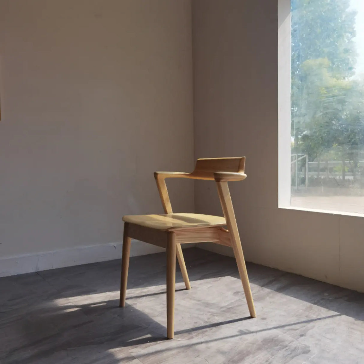 Natural Wood Armless Faux Leather Dining Chair Walnut Image - 7