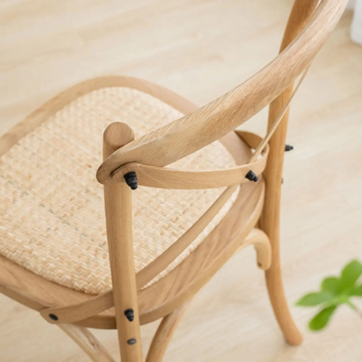 Natural Wood Cross Back Armless Dining Chair Cherry Image - 12