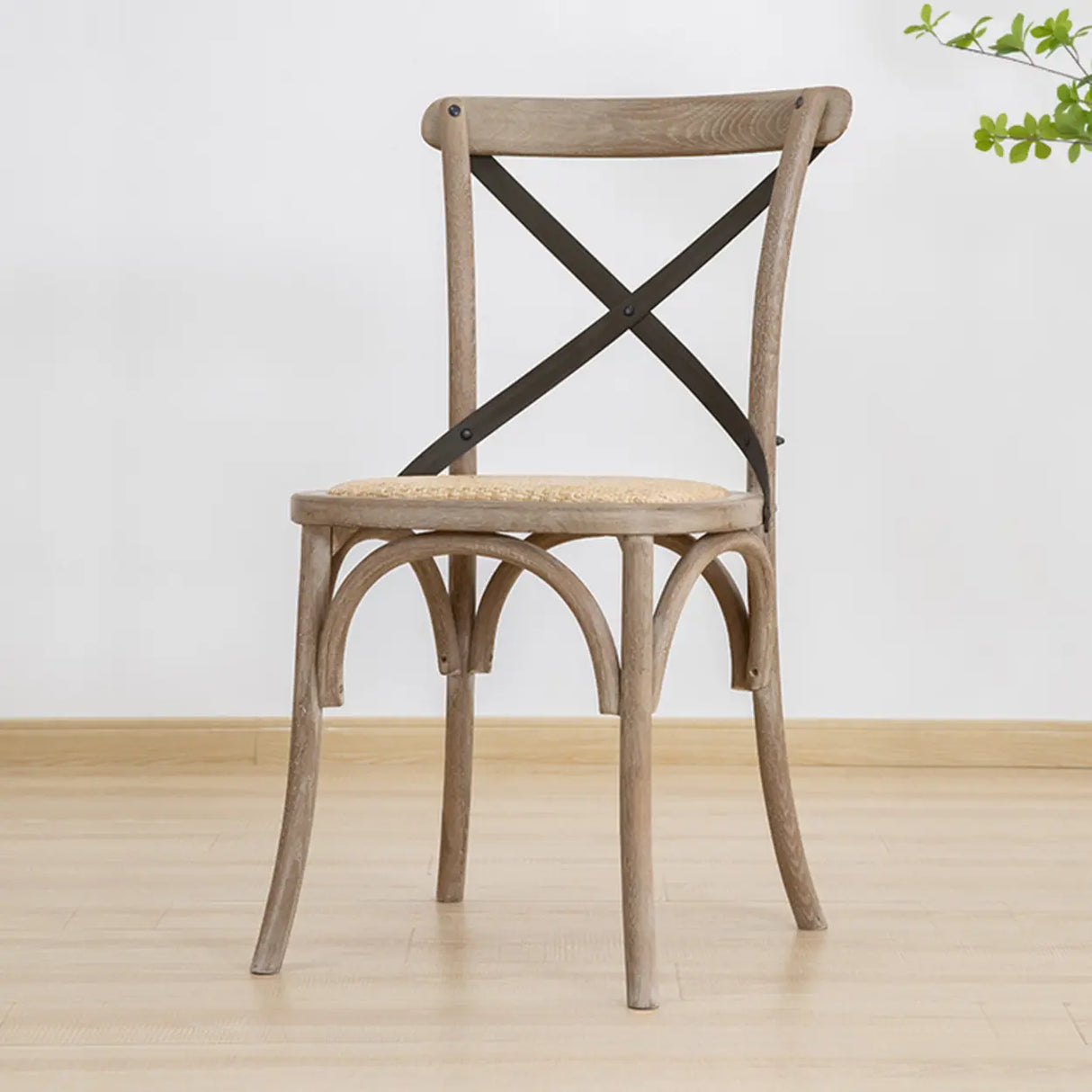 Natural Wood Cross Back Armless Dining Chair Cherry Image - 3