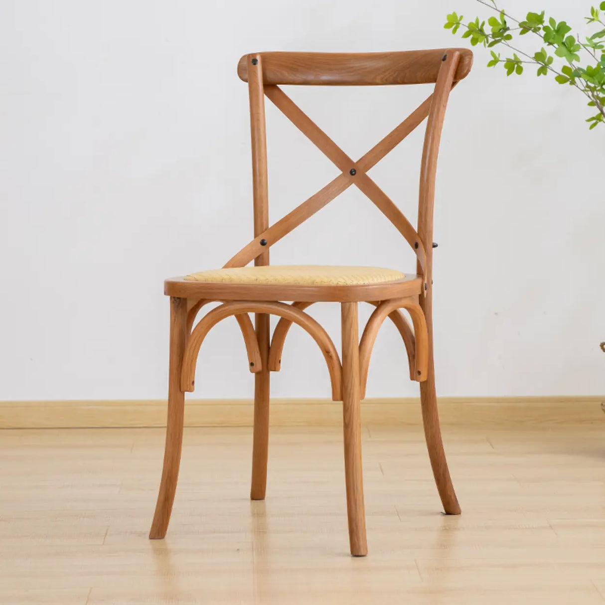 Natural Wood Cross Back Armless Dining Chair Cherry Image - 5