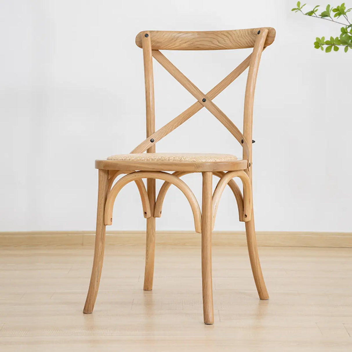 Natural Wood Cross Back Armless Dining Chair Cherry Image - 7