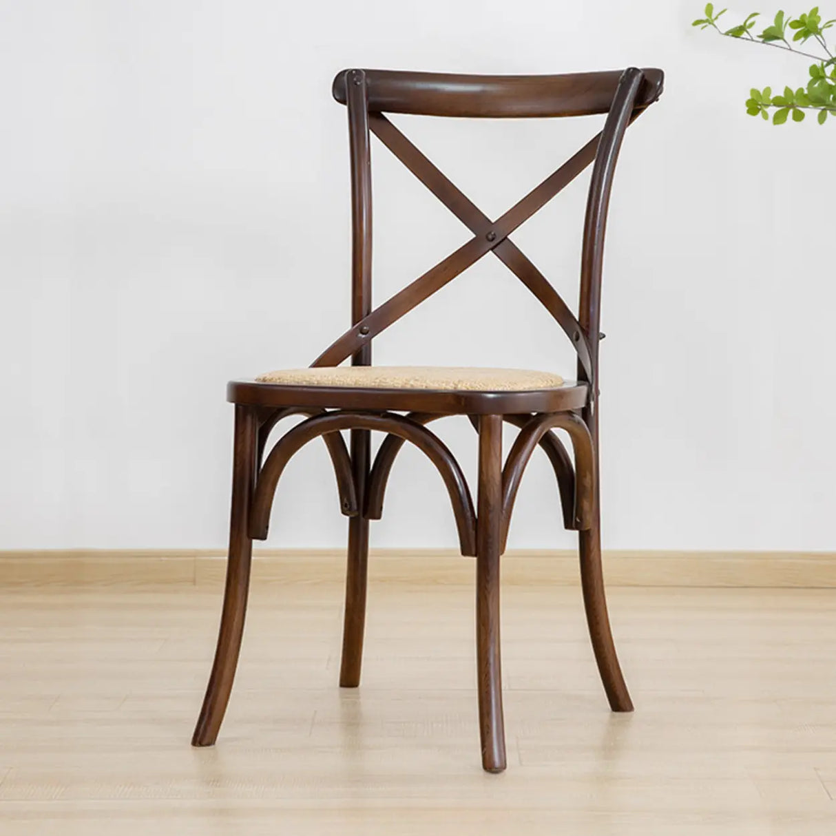 Natural Wood Cross Back Armless Dining Chair Cherry Image - 9