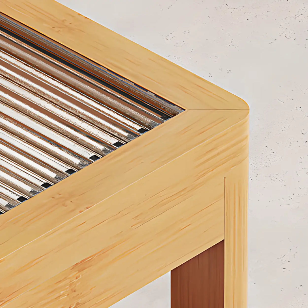 Natural Wood Frame Clear Glass Square Coffee Table Image - 8