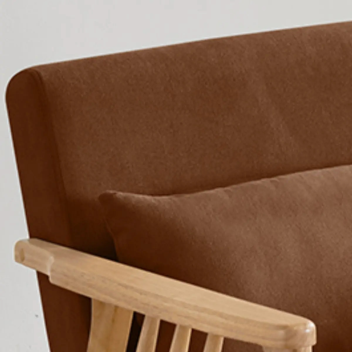 Natural Wood Frame Cotton Linen Fixed Back Arm Chair Image - 7