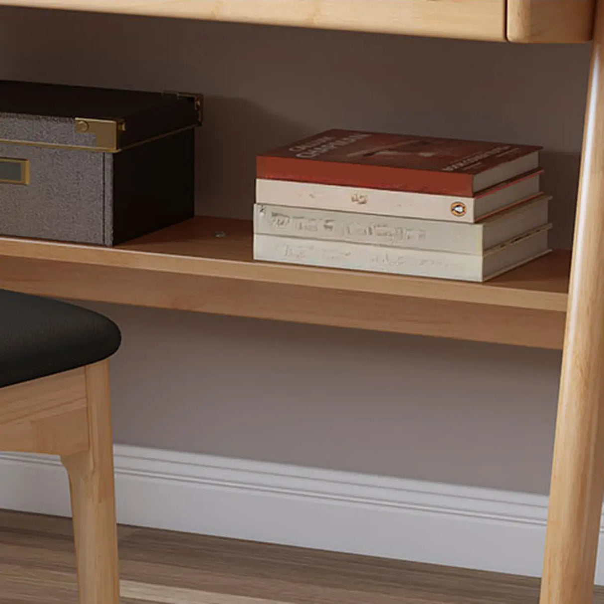 Natural Wood Kids Writing Desk Drawers and Shelves Image - 10