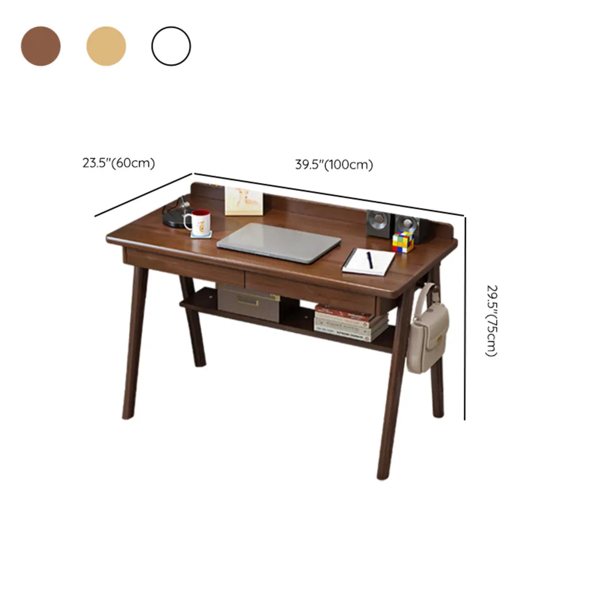 Natural Wood Kids Writing Desk Drawers and Shelves Image - 12