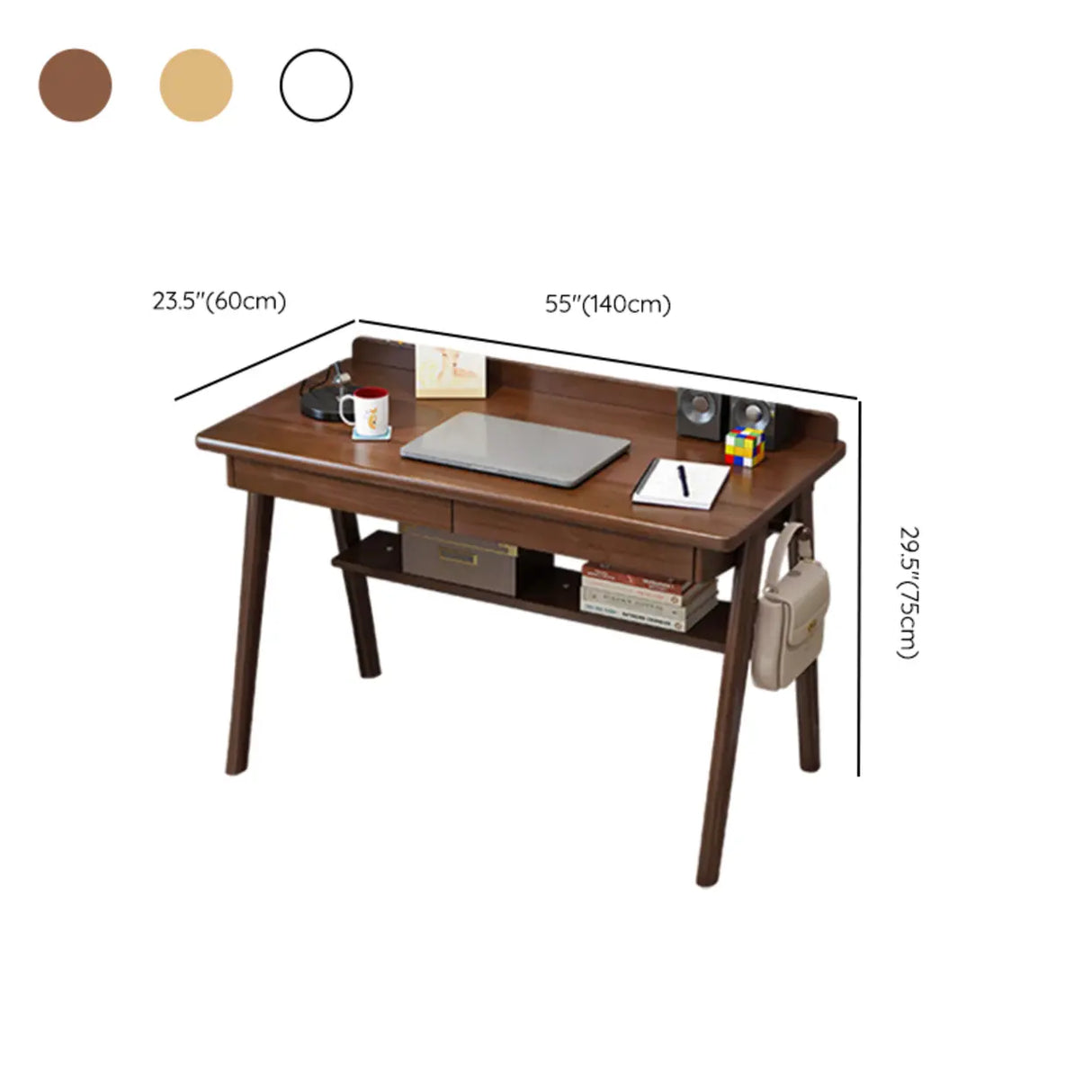 Natural Wood Kids Writing Desk Drawers and Shelves Image - 14