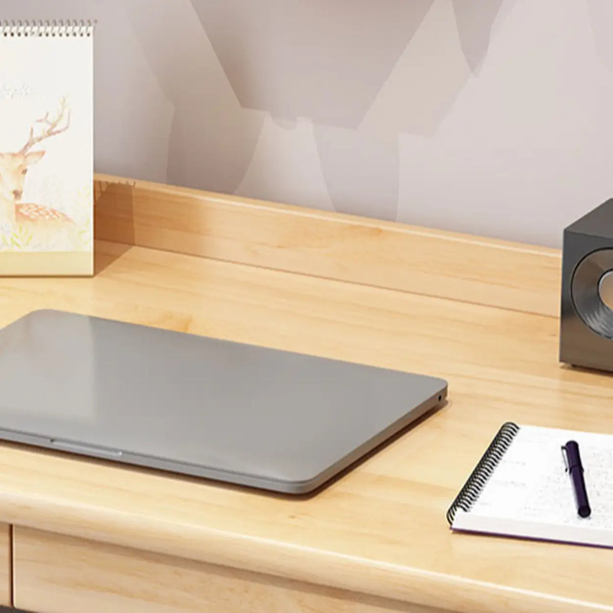 Natural Wood Kids Writing Desk Drawers and Shelves Image - 7