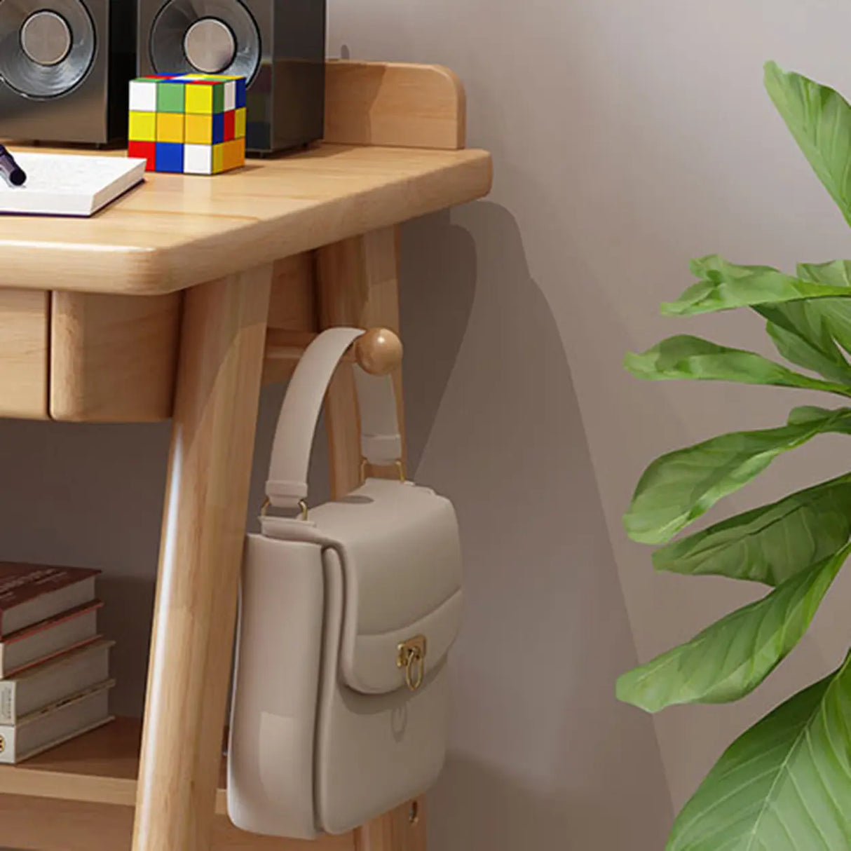 Natural Wood Kids Writing Desk Drawers and Shelves Image - 9