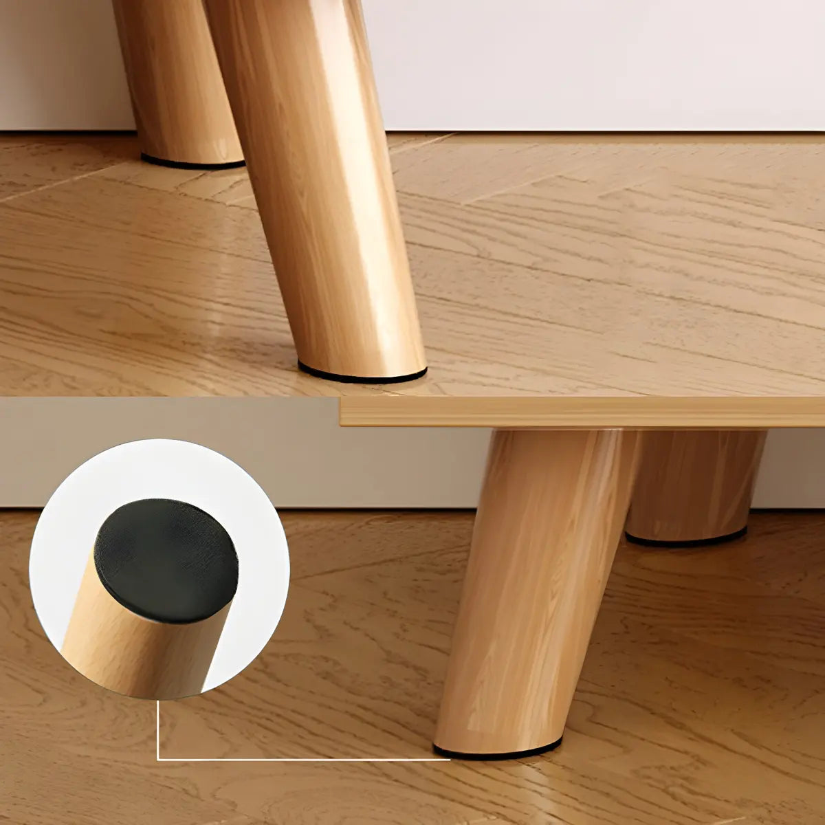 Natural Wood Open Storage Drawers TV Stand with Legs Image - 15