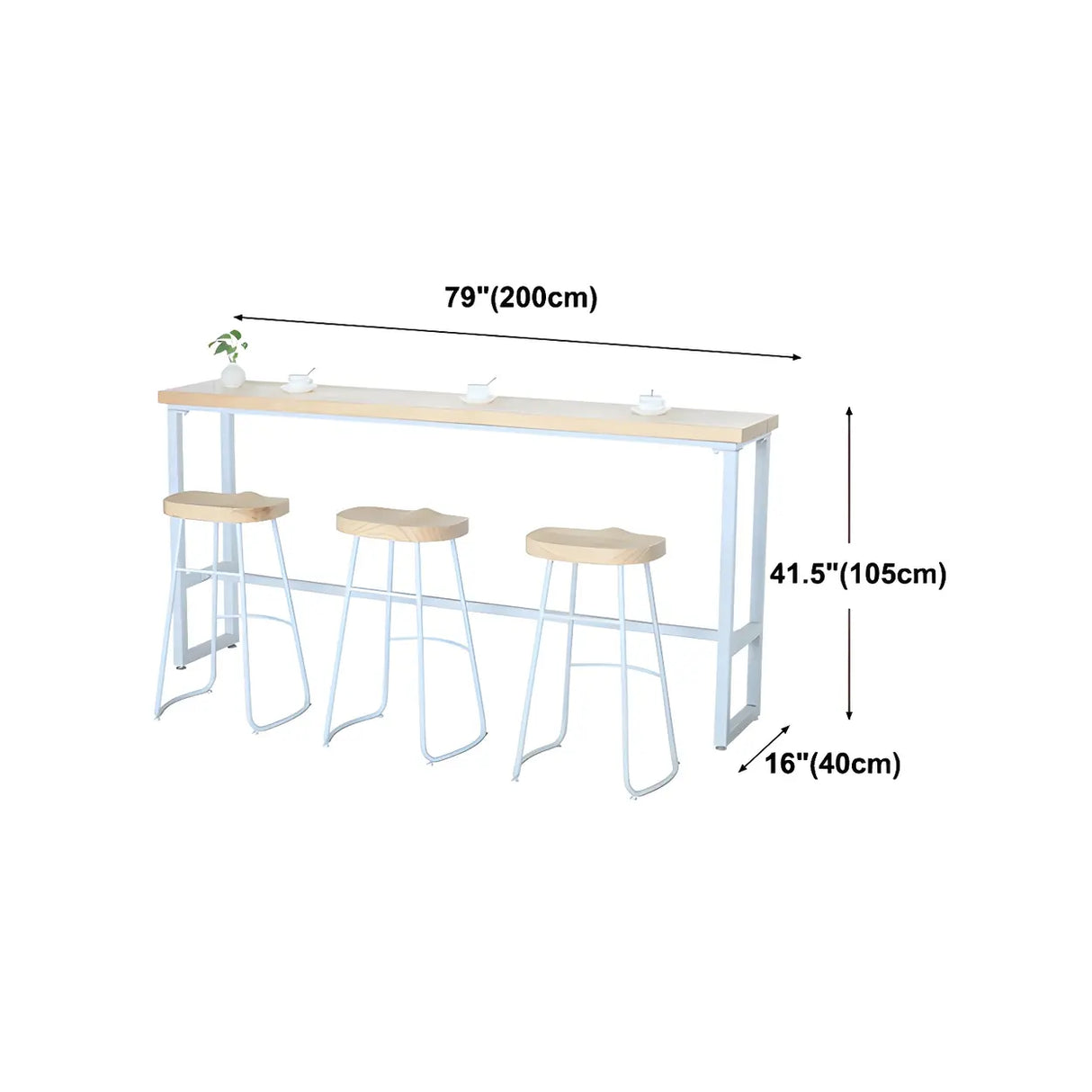 Natural Wood Rectangle Long Bar Table With Footrest Image - 23