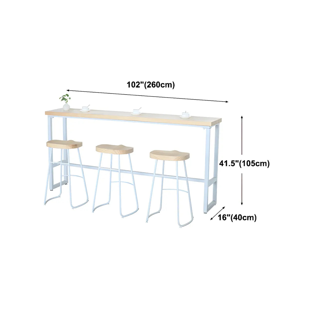 Natural Wood Rectangle Long Bar Table With Footrest Image - 26