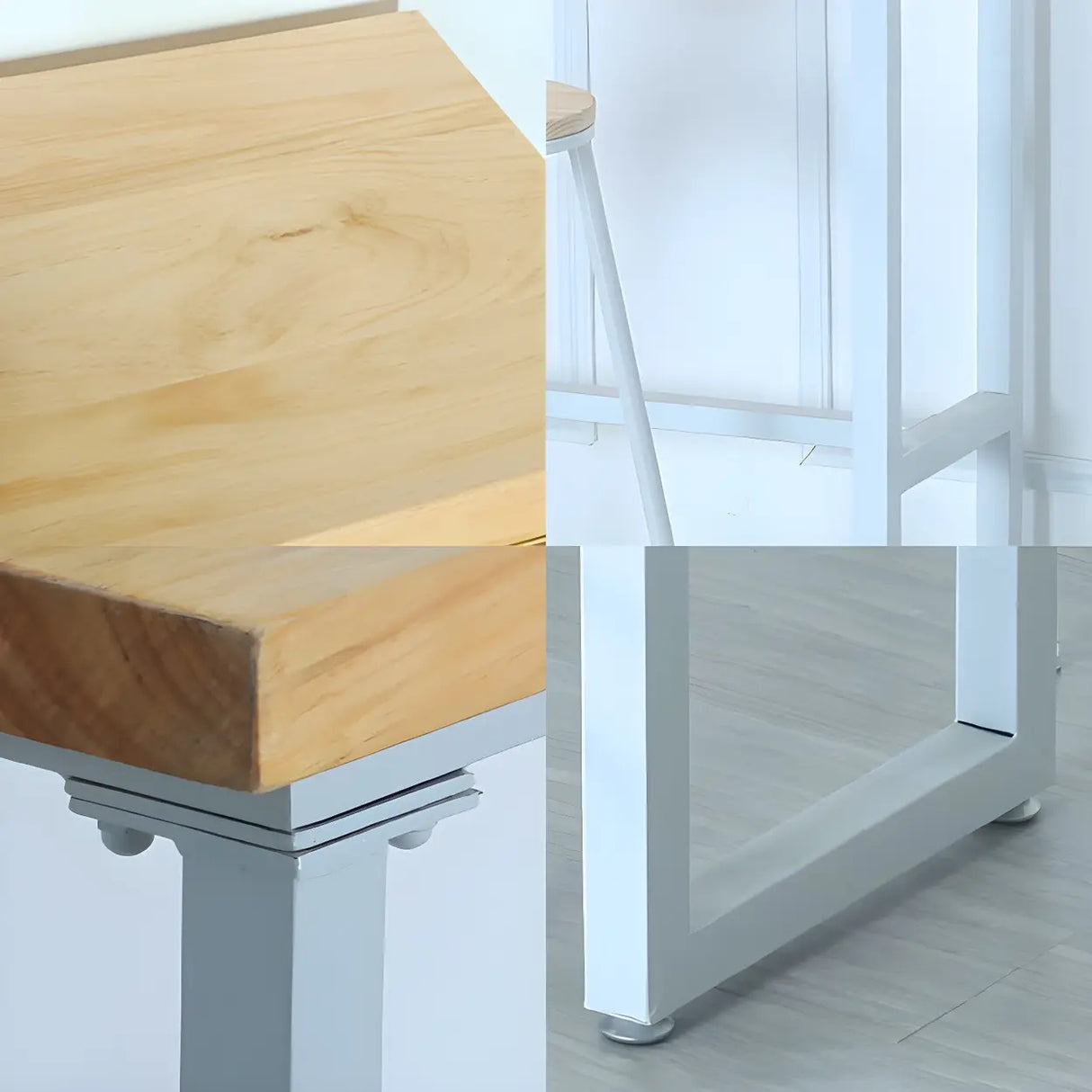 Natural Wood Rectangle Long Bar Table With Footrest Image - 7