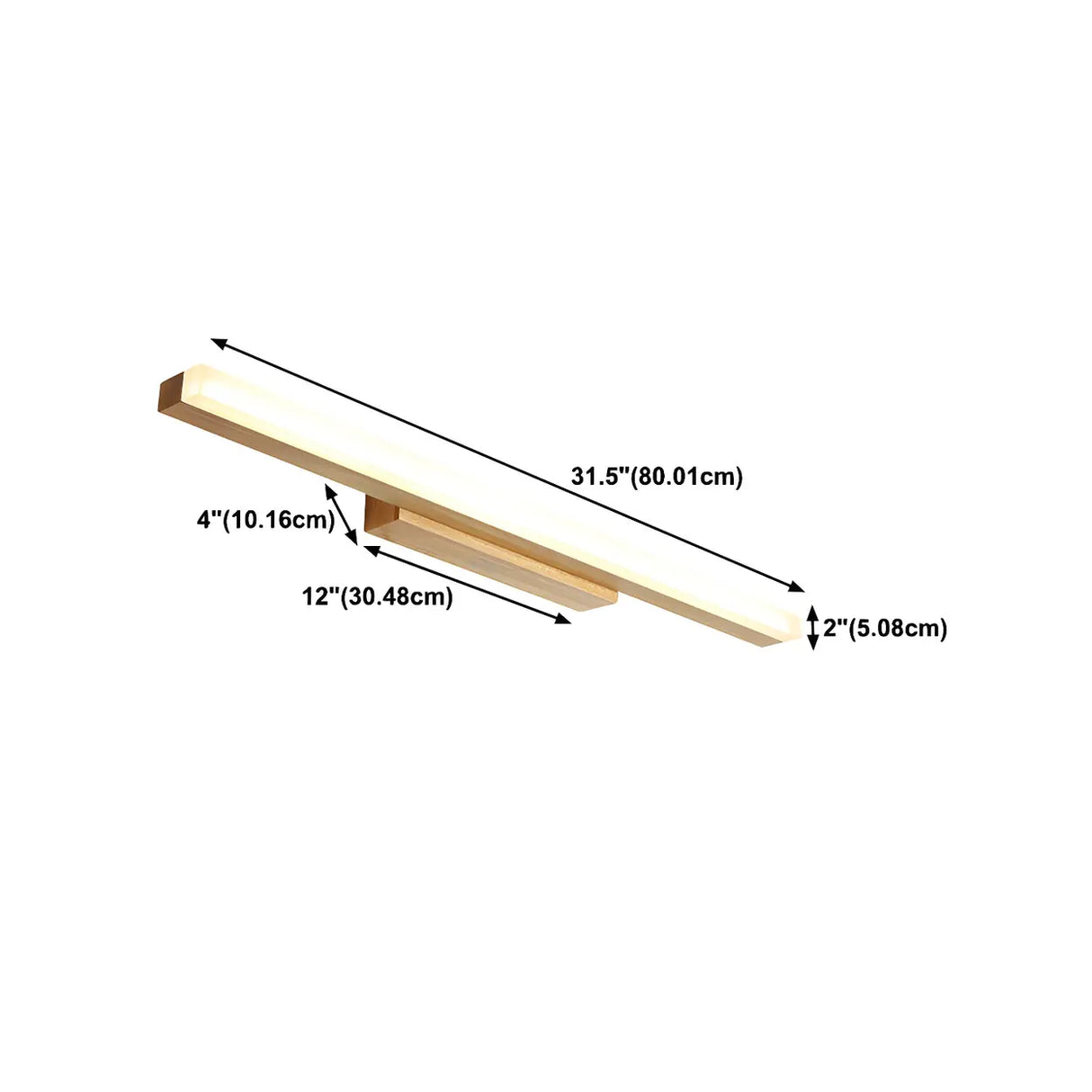 Natural Wood Rectangular LED Bathroom Vanity Light