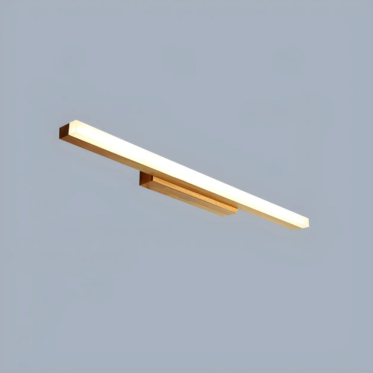 Natural Wood Rectangular LED Bathroom Vanity Light Image - 3