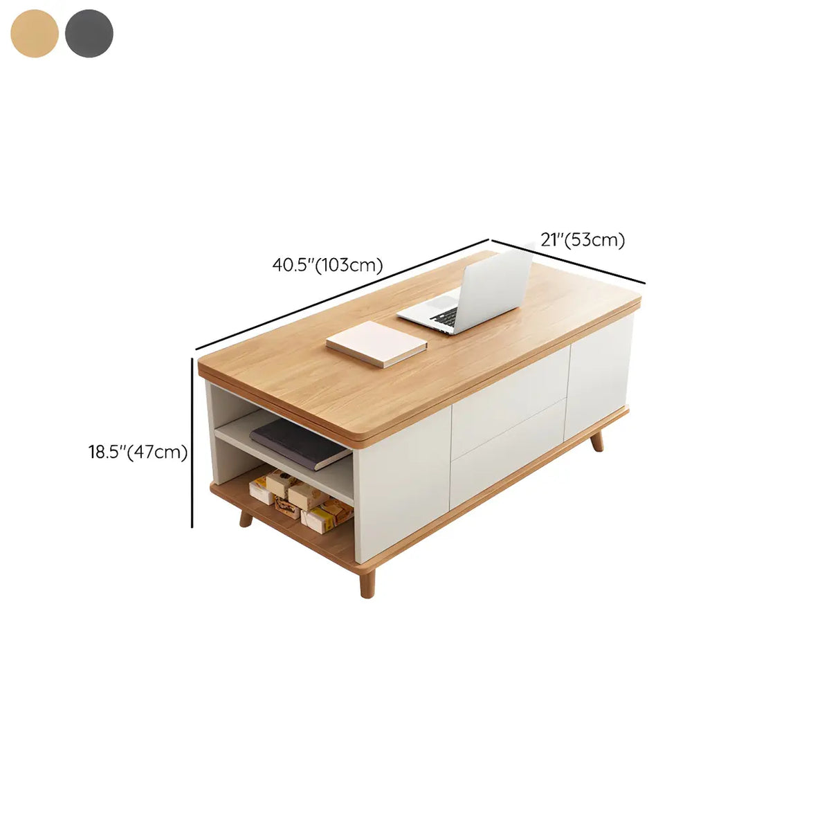 Natural Wood Rectangular Lift Top Storage Coffee Table