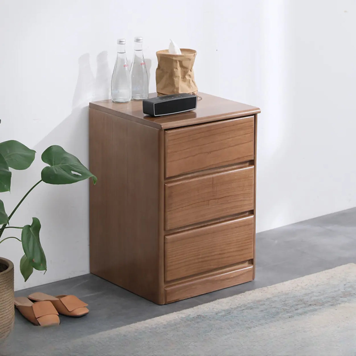 Natural Wood Vertical Filing Cabinet with Drawers Image - 10