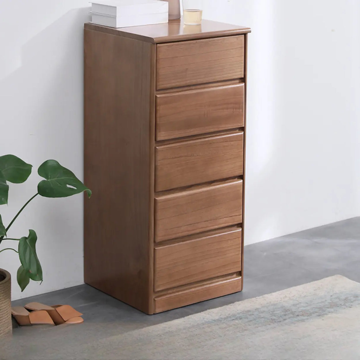 Natural Wood Vertical Filing Cabinet with Drawers Image - 11