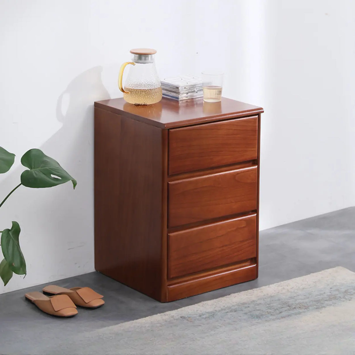 Natural Wood Vertical Filing Cabinet with Drawers Image - 12