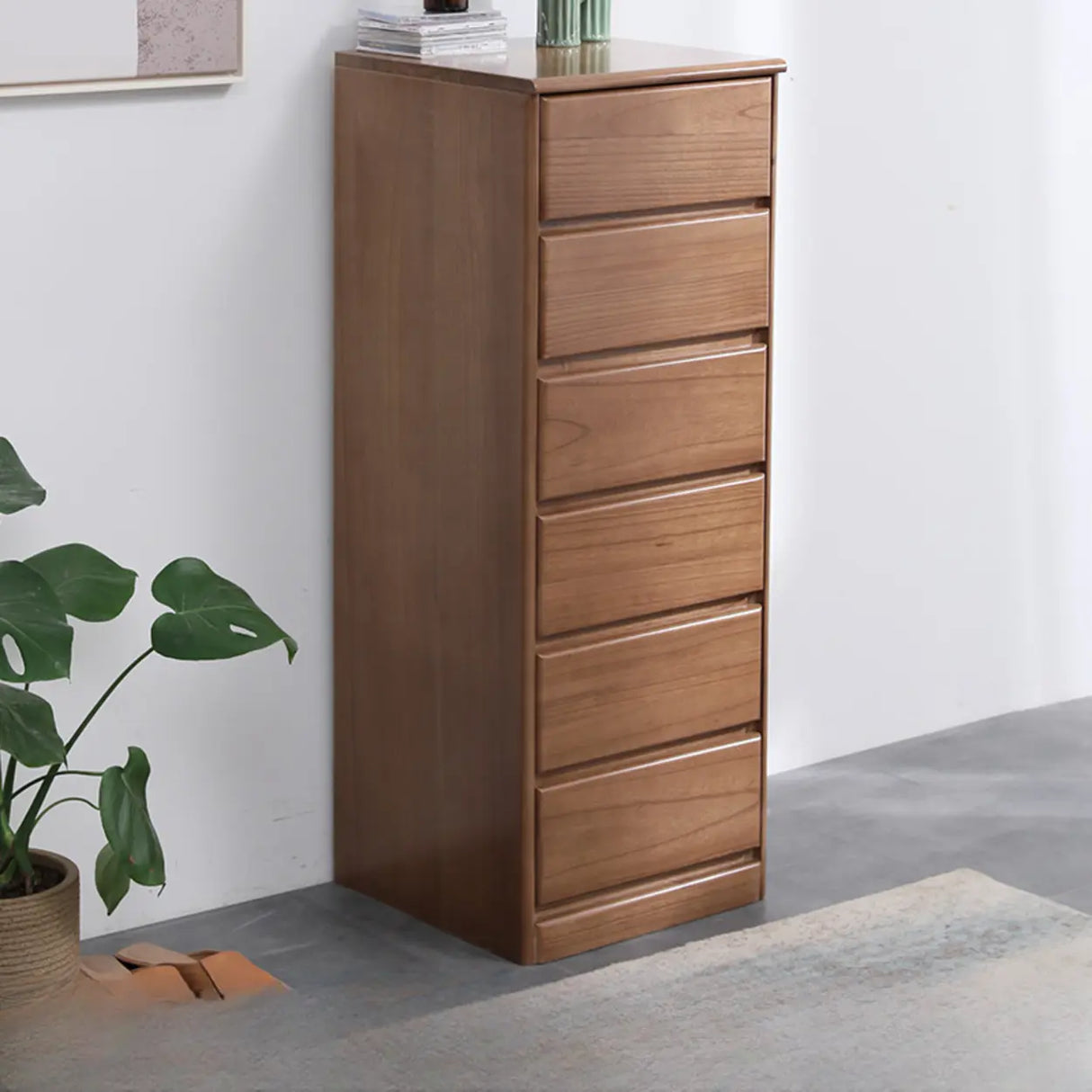 Natural Wood Vertical Filing Cabinet with Drawers Image - 13