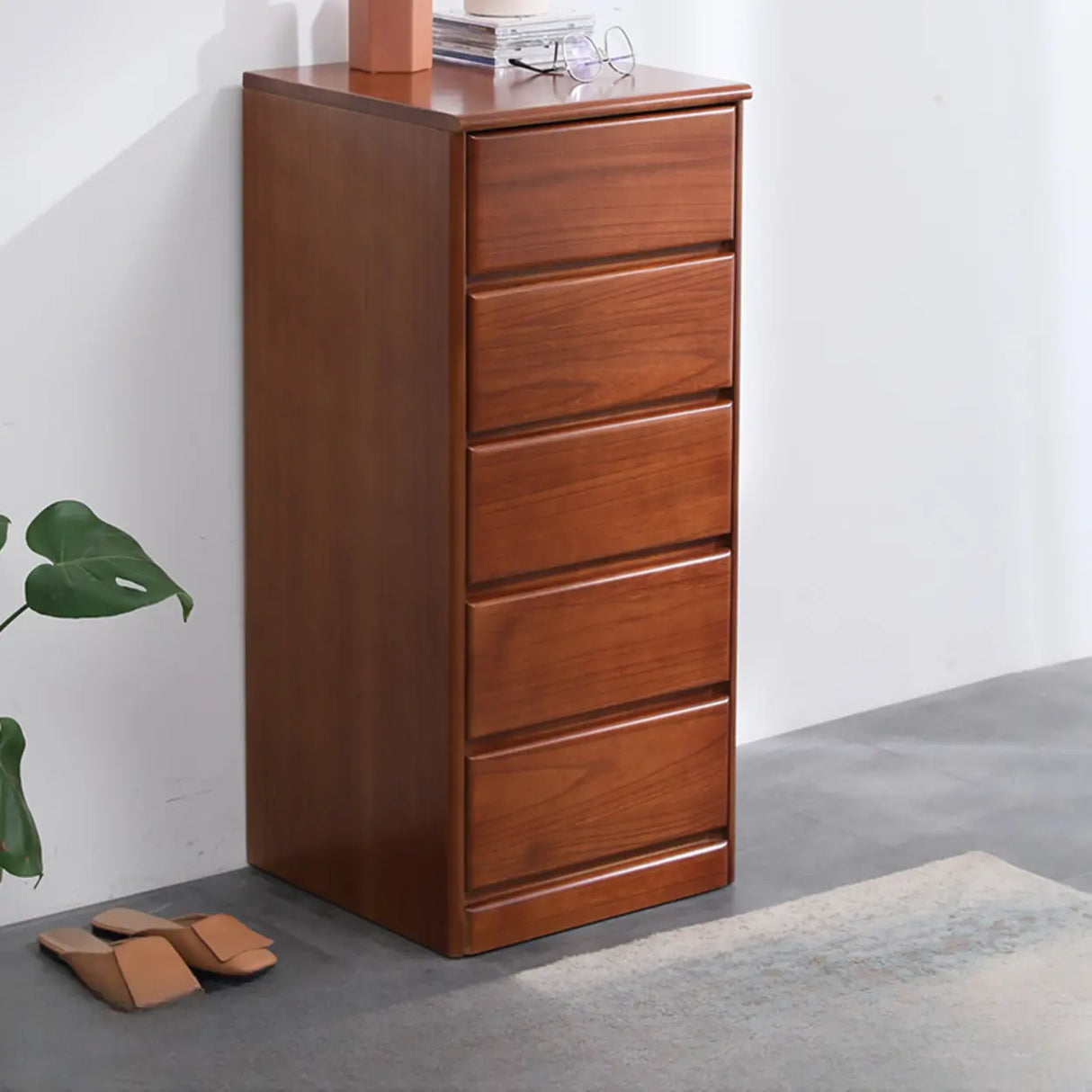 Natural Wood Vertical Filing Cabinet with Drawers Image - 14